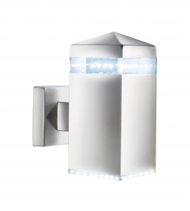 Searchlight India Led Outdoor Wall Light Satin Silver Square 32 Leds