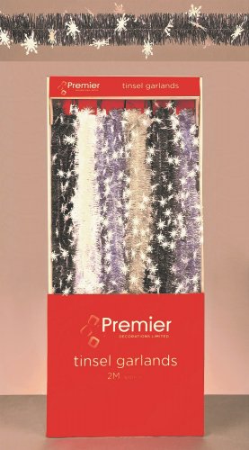 premier decorations tinsel garland with stars 8cm x 2m -