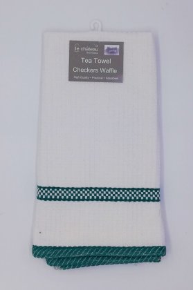 Le Chateau Checkers Waffle Tea Towel - Green