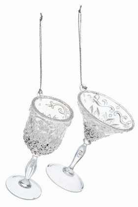 Premier Decorations Silver Wine Glass Decoration 10cm - Assorted