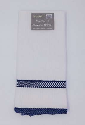 Le Chateau Checkers Waffle Tea Towel - Blue