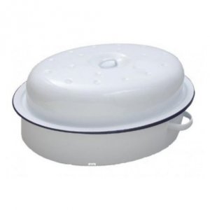 Falcon White Oval Enamel Roaster 26cm