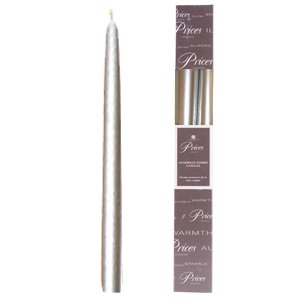 Price's Venetian Wrapped Dinner Candles 10" (Pack of 2) Silver