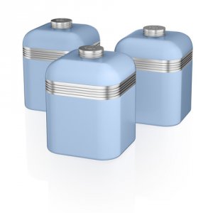 Swan Retro Set of 3 Blue Canisters