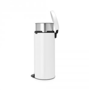 Brabantia Newicon 30 Litre Pedal Bin in White with Metal Bucket