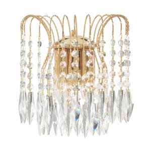 Searchlight Waterfall 2 Light Wall Bracket, Gold, Clear Crystal
