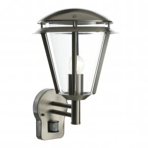 Endon Inova PIR 1 Light Wall IP44 60W Brushed Stainless Steel