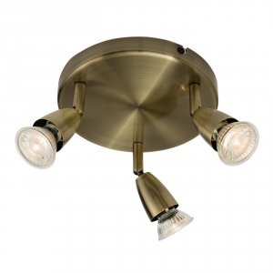 Endon Amalfi 3 Light Round 50W Spot Light Antique Brass