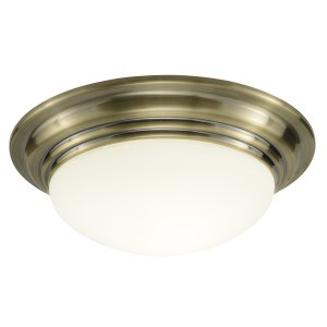 Dar Barclay Small Flush Ceiling Light IP44 Antique Brass