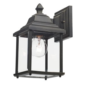 Dar Doyle Wall Bracket Lantern Black Gold IP44