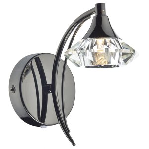 Dar Luther Single Wall Bracket with Crystal Glass Black Chrome