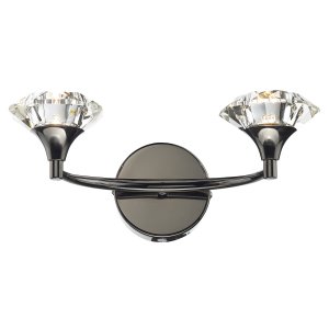 Dar Luther Double Wall Bracket with Crystal Glass Black Chrome