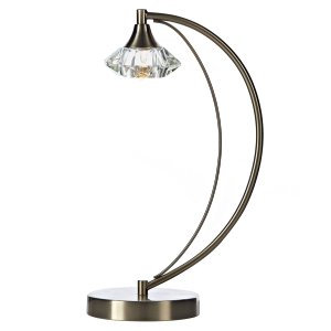 Dar Luther 1 Light Table Lamp with Crystal Glass Satin Chrome