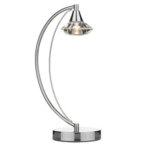 Dar Luther 1 Light Table Lamp with Crystal Glass Polished Chrome