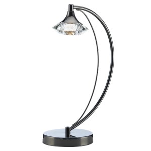 Dar Luther 1 Light Table Lamp with Crystal Glass Black Chrome
