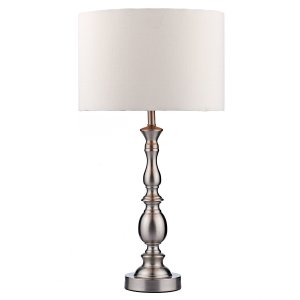 Dar Madrid Ball Table Lamp Satin Chrome with Shade