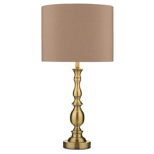 Dar Madrid Ball Table Lamp Antique Brass with Shade