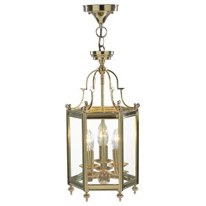 Dar Moorgate Hexagonal Hall Lantern Dual Mount Polished Brass