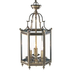 Dar Moorgate Hexagonal Hall Lantern Dual Mount Antique Brass