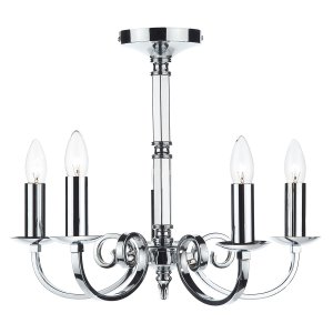 Dar Murray 5 Light Dual Mount Pendant Polished Chrome