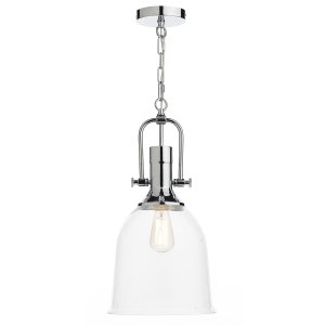 Dar Nolan 1 Light Pendant Polished Chrome/ Clear