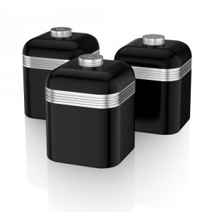 Swan Retro Set of 3 Canisters Black