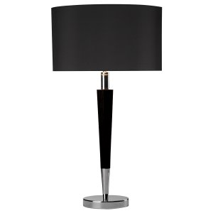 Dar Viking Table Lamp Polished Chrome & Black with Linen Shade