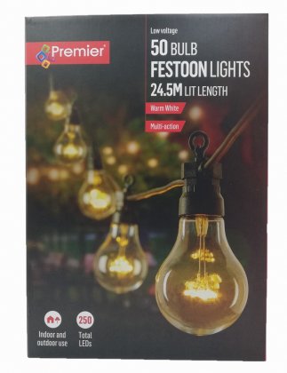 Festoon Warm White Bulb Lights - 50 Bulbs