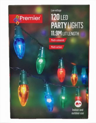 Premier Decorations 120 Multicoloured LED C6 Bulb Party Lights