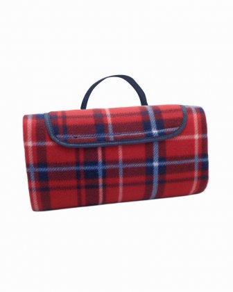 Country Club Classic Tartan Design Handy Size Fleece Picnic Blanket 130x130cm