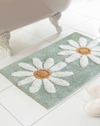 Country Club Fleur Design 100% Cotton Bath Mat 50 x 80cm - Teal