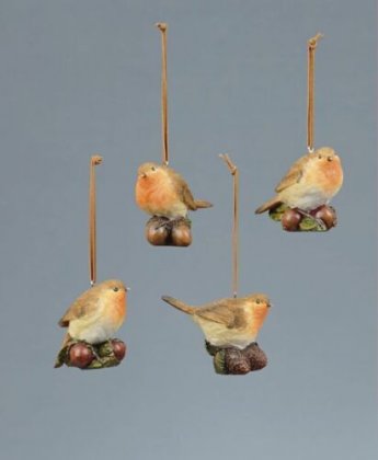 Premier Decorations 7cm Robin on Nut Hanger - Assorted