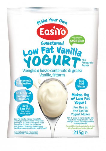 easiyo sweetened low fat vanilla flavour yogurt mix 215g