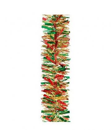 Premier Decorations 2mx10cm Red-Gold-Green Chunky Tinsel