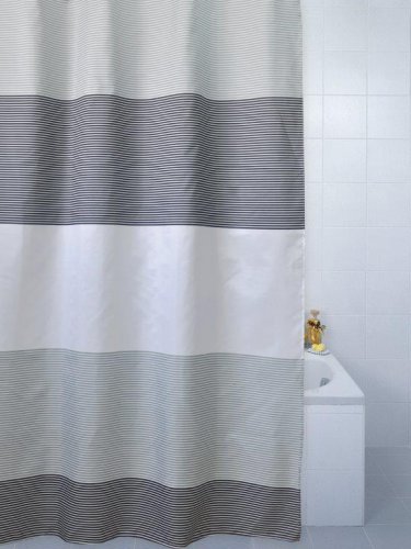 Blue Canyon Striped Shower Curtain Grey
