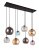 Searchlight Mardi Gras II 8 Light Bar Pendant Matt Black W Multi Colour Glass