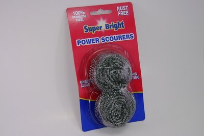 Super Bright Stainless Steel Scourers - Pack of 2