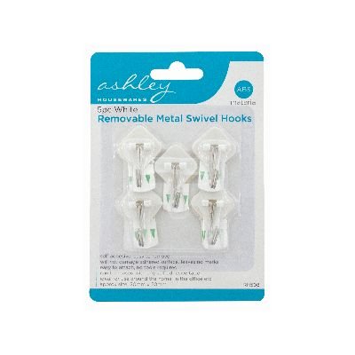 Ashley Housewares White ABS Removable Metal Swivel Hooks (Pk 5)