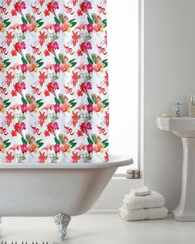 Peva Shower Curtain Flamingo