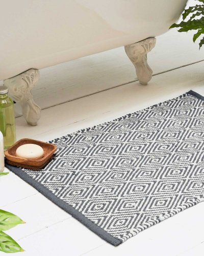Diamond Design Bath Mats made from Recycled Fabrics 50x80cm - Gr