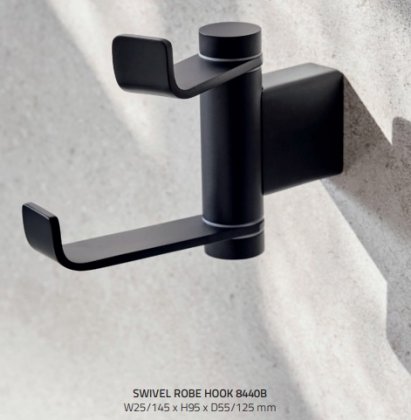 Miller Miami Swivel Robe Hook - Black