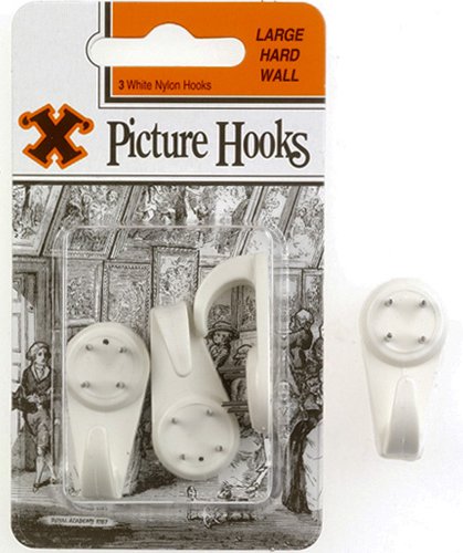 X Hardwall Large White Nylon Picture Hooks Pack of 3
