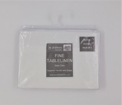 Le Chateau Fine Linen White Fabric Napkins - 4 Pack