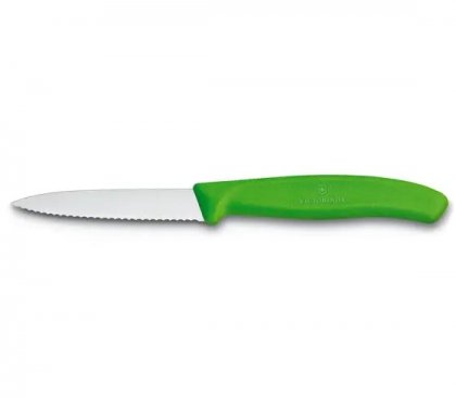 Swiss Classic Paring Knife with Pointed Tip and Serrated Edge - 8cm Green