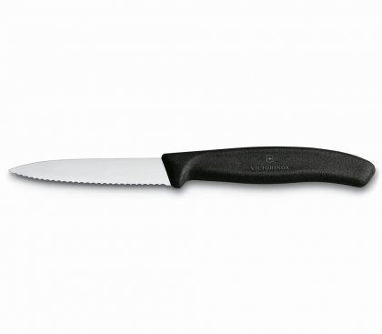 Victorinox Swiss Classic Paring Knife with Pointed Tip and Serrated Edge - 8cm Black