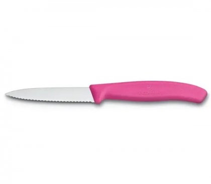 Victorinox Swiss Classic Paring Knife with Pointed Tip and Serrated Edge - 8cm Pink