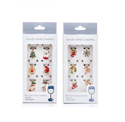 Premier Decorations Wine Glass Charms Christmas (Set 6) - Asstd