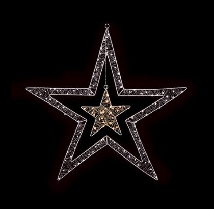 Premier Decorations White Double Star 80cm 140 LED - WmWh/White