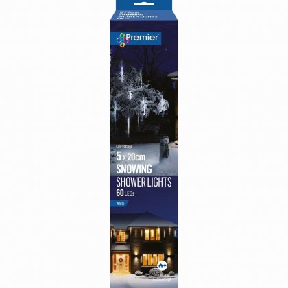 Premier Decorations Snowing Shower Lights 5 x 20cm 60 LED - White