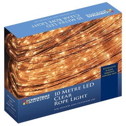 The Christmas Workshop LED Clear Rope Light 10M - White at